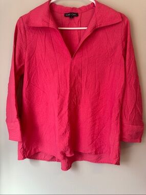 Bright Pink V-Neck Collared Blouse by Boho chic. New without tags